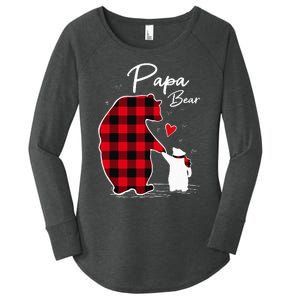 Papa Bear Christmas Pajama Red Plaid Buffalo Family Women's Perfect Tri Tunic Long Sleeve Shirt