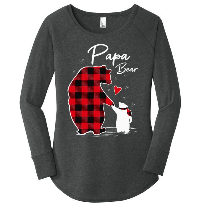 Papa Bear Christmas Pajama Red Plaid Buffalo Family Women's Perfect Tri Tunic Long Sleeve Shirt