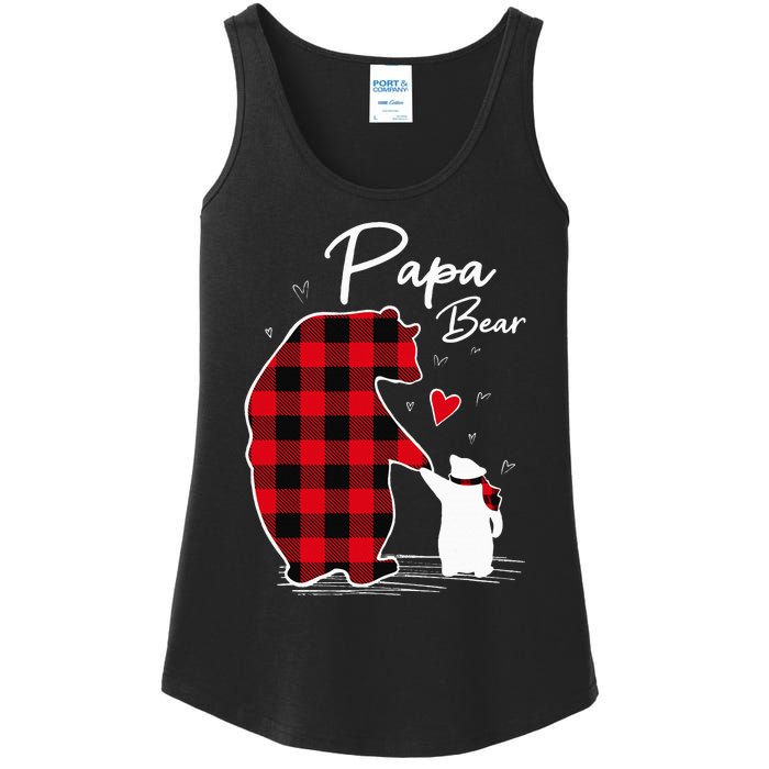 Papa Bear Christmas Pajama Red Plaid Buffalo Family Ladies Essential Tank