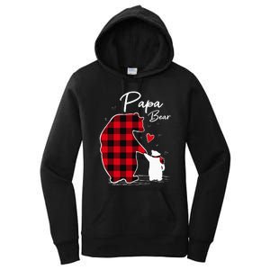 Papa Bear Christmas Pajama Red Plaid Buffalo Family Women's Pullover Hoodie