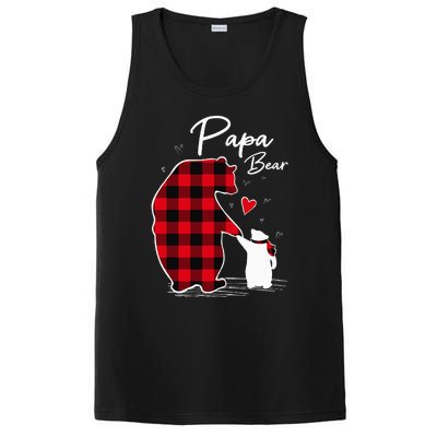 Papa Bear Christmas Pajama Red Plaid Buffalo Family PosiCharge Competitor Tank