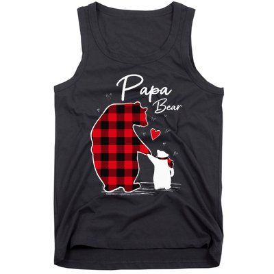 Papa Bear Christmas Pajama Red Plaid Buffalo Family Tank Top