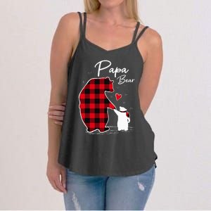 Papa Bear Christmas Pajama Red Plaid Buffalo Family Women's Strappy Tank