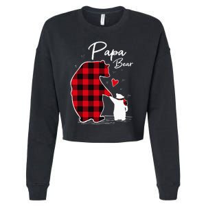 Papa Bear Christmas Pajama Red Plaid Buffalo Family Cropped Pullover Crew