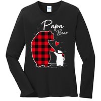 Papa Bear Christmas Pajama Red Plaid Buffalo Family Ladies Long Sleeve Shirt