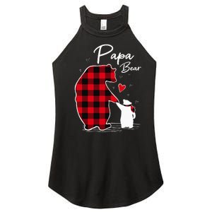 Papa Bear Christmas Pajama Red Plaid Buffalo Family Women's Perfect Tri Rocker Tank