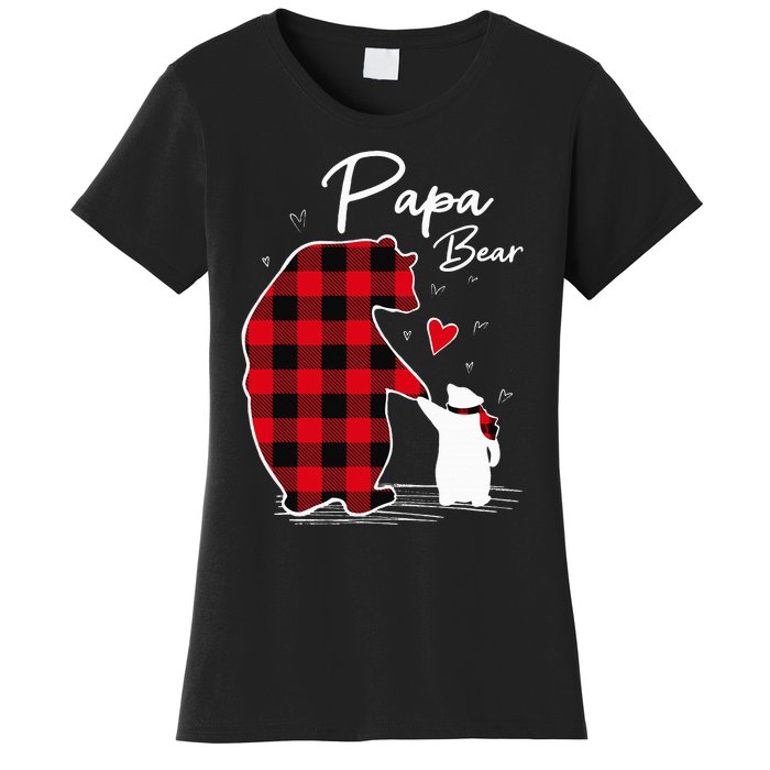 Papa Bear Christmas Pajama Red Plaid Buffalo Family Women's T-Shirt