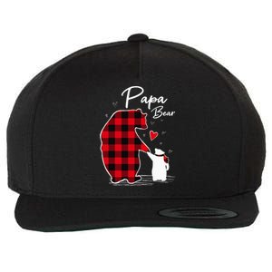 Papa Bear Christmas Pajama Red Plaid Buffalo Family Wool Snapback Cap