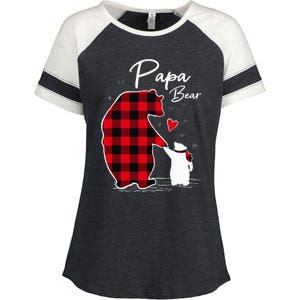 Papa Bear Christmas Pajama Red Plaid Buffalo Family Enza Ladies Jersey Colorblock Tee