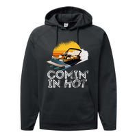 Pontoon Boat Comin In Hot Funny Boating Lake For Dad Performance Fleece Hoodie