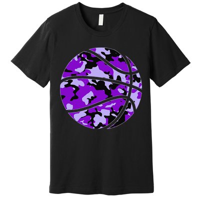 Purple Basketball Camo Purple Camouflage Basketball Premium T-Shirt