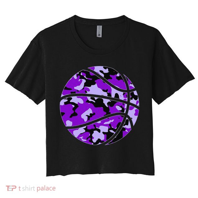 Purple Basketball Camo Purple Camouflage Basketball Crop Top