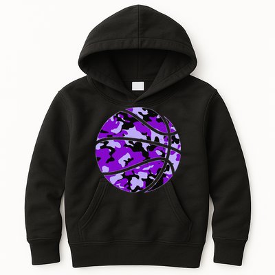 Purple Basketball Camo Purple Camouflage Basketball Kids Hoodie