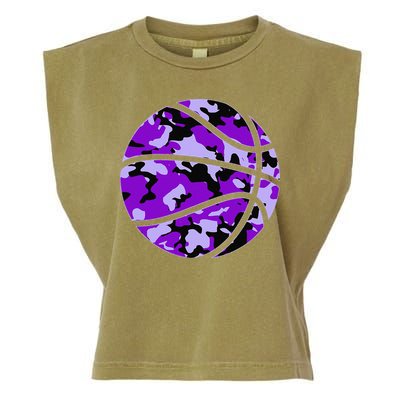 Purple Basketball Camo Purple Camouflage Basketball Garment-Dyed Women's Muscle Tee
