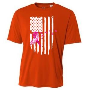 Patriot Breast Cancer Awareness Ribbon With Doves And Feather Gift Cooling Performance Crew T-Shirt