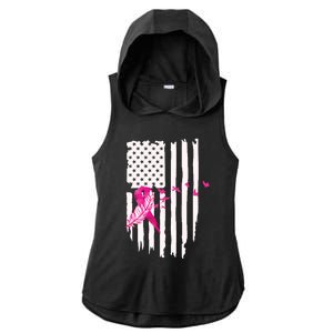 Patriot Breast Cancer Awareness Ribbon With Doves And Feather Gift Ladies PosiCharge Tri-Blend Wicking Draft Hoodie Tank