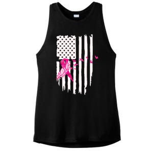 Patriot Breast Cancer Awareness Ribbon With Doves And Feather Gift Ladies PosiCharge Tri-Blend Wicking Tank