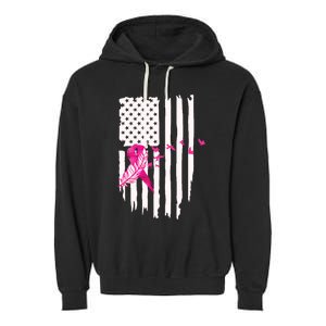 Patriot Breast Cancer Awareness Ribbon With Doves And Feather Gift Garment-Dyed Fleece Hoodie