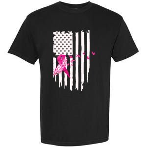 Patriot Breast Cancer Awareness Ribbon With Doves And Feather Gift Garment-Dyed Heavyweight T-Shirt