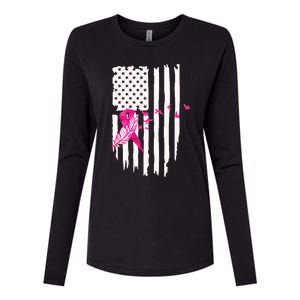 Patriot Breast Cancer Awareness Ribbon With Doves And Feather Gift Womens Cotton Relaxed Long Sleeve T-Shirt