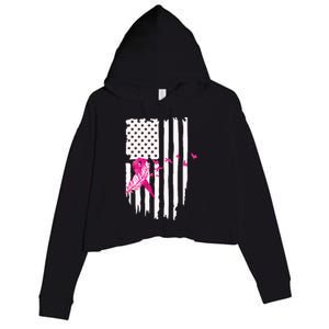 Patriot Breast Cancer Awareness Ribbon With Doves And Feather Gift Crop Fleece Hoodie