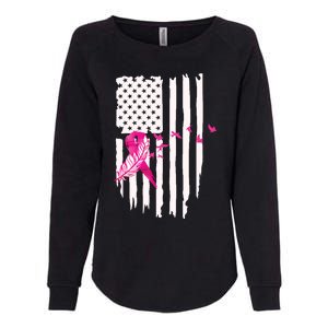 Patriot Breast Cancer Awareness Ribbon With Doves And Feather Gift Womens California Wash Sweatshirt