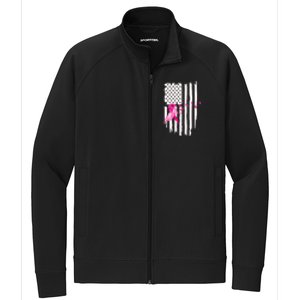 Patriot Breast Cancer Awareness Ribbon With Doves And Feather Gift Stretch Full-Zip Cadet Jacket