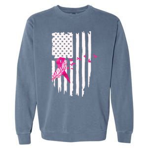 Patriot Breast Cancer Awareness Ribbon With Doves And Feather Gift Garment-Dyed Sweatshirt