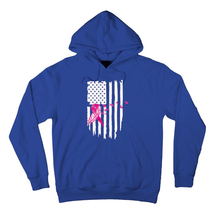 Patriot Breast Cancer Awareness Ribbon With Doves And Feather Gift Hoodie