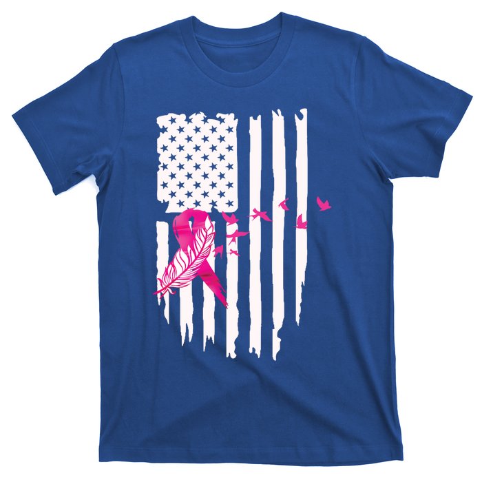 Patriot Breast Cancer Awareness Ribbon With Doves And Feather Gift T-Shirt