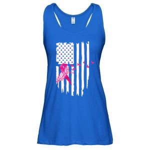 Patriot Breast Cancer Awareness Ribbon With Doves And Feather Gift Ladies Essential Flowy Tank