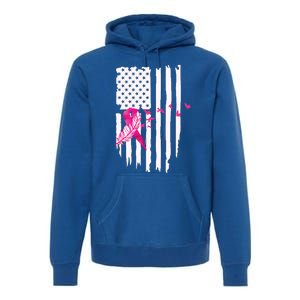 Patriot Breast Cancer Awareness Ribbon With Doves And Feather Gift Premium Hoodie