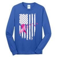 Patriot Breast Cancer Awareness Ribbon With Doves And Feather Gift Tall Long Sleeve T-Shirt