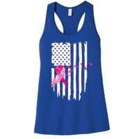 Patriot Breast Cancer Awareness Ribbon With Doves And Feather Gift Women's Racerback Tank