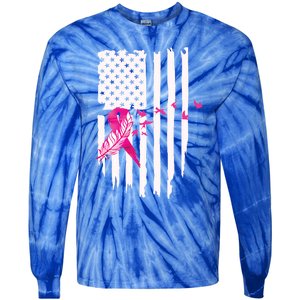 Patriot Breast Cancer Awareness Ribbon With Doves And Feather Gift Tie-Dye Long Sleeve Shirt