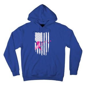 Patriot Breast Cancer Awareness Ribbon With Doves And Feather Gift Tall Hoodie