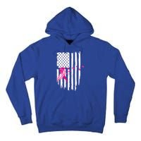 Patriot Breast Cancer Awareness Ribbon With Doves And Feather Gift Tall Hoodie