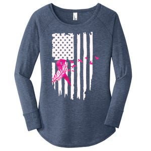 Patriot Breast Cancer Awareness Ribbon With Doves And Feather Gift Women's Perfect Tri Tunic Long Sleeve Shirt