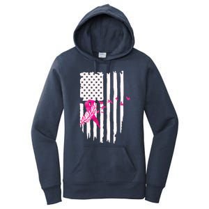 Patriot Breast Cancer Awareness Ribbon With Doves And Feather Gift Women's Pullover Hoodie