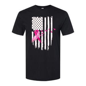 Patriot Breast Cancer Awareness Ribbon With Doves And Feather Gift Softstyle CVC T-Shirt