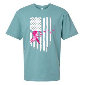 Patriot Breast Cancer Awareness Ribbon With Doves And Feather Gift Sueded Cloud Jersey T-Shirt