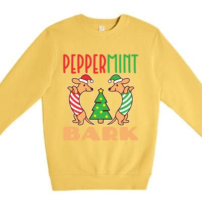 Peppermint Bark Christmas Doxie Dachshund Dog Pun Xmas Cute Gift Premium Crewneck Sweatshirt