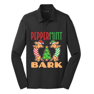 Peppermint Bark Christmas Doxie Dachshund Dog Pun Xmas Cute Gift Silk Touch Performance Long Sleeve Polo