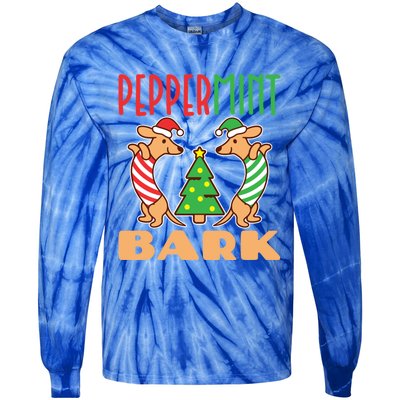 Peppermint Bark Christmas Doxie Dachshund Dog Pun Xmas Cute Gift Tie-Dye Long Sleeve Shirt