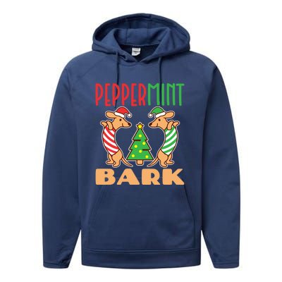 Peppermint Bark Christmas Doxie Dachshund Dog Pun Xmas Cute Gift Performance Fleece Hoodie