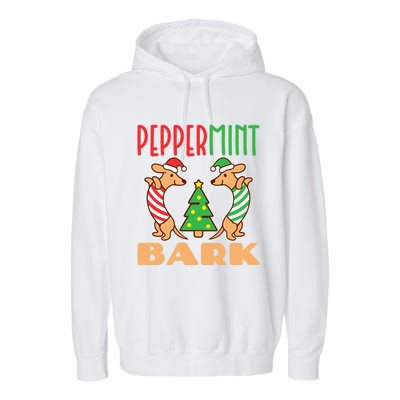 Peppermint Bark Christmas Doxie Dachshund Dog Pun Xmas Cute Gift Garment-Dyed Fleece Hoodie