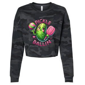 Pickle Ballin Cute Pickleball Pickleball Lovers Cropped Pullover Crew