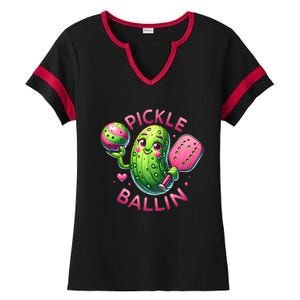 Pickle Ballin Cute Pickleball Pickleball Lovers Ladies Halftime Notch Neck Tee