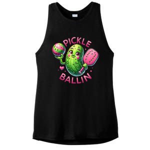 Pickle Ballin Cute Pickleball Pickleball Lovers Ladies PosiCharge Tri-Blend Wicking Tank