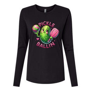 Pickle Ballin Cute Pickleball Pickleball Lovers Womens Cotton Relaxed Long Sleeve T-Shirt